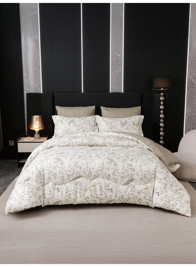 Donetella 6-Pcs Printed King Comforter Set | Fits 200x200 cm Size Bed | Soft Brushed Microfiber | Reversible Printed Comforter | 350 GSM Down Alternative Fill - Image 1
