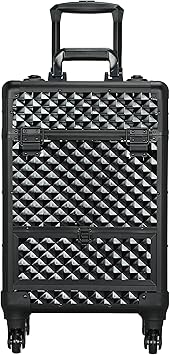 Yaheetech Cosmetic Case Professional Makeup Case Storage Travel Trolley on WheelsLockable Box with 1 Smooth Sliding Drawer Black - Image 1