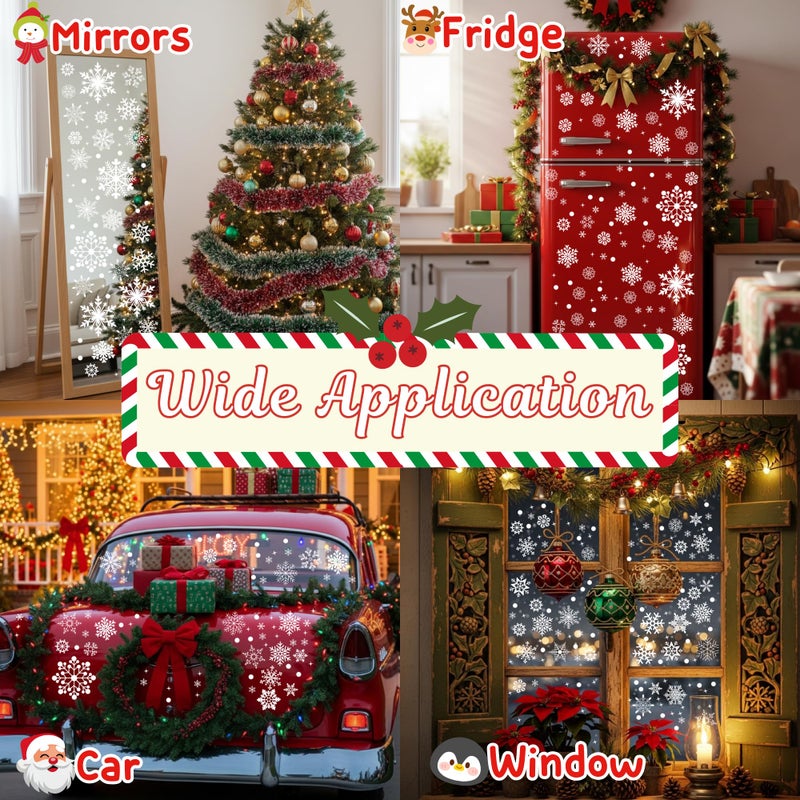 Backtopeia Snowflake Window Clings Stickers | 456Pcs Snowflake Clings Window Decal Christmas Decorations Christmas Stickers Winter Xmas Decorations Indoor Outdoor Glass Accesories Decor Supplies - Image 4