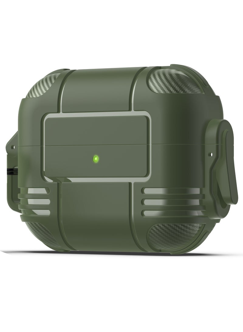 Contex Shockproof Protective Cover For Air Pods Pro with Lock Switch - Navy Green - Image 1