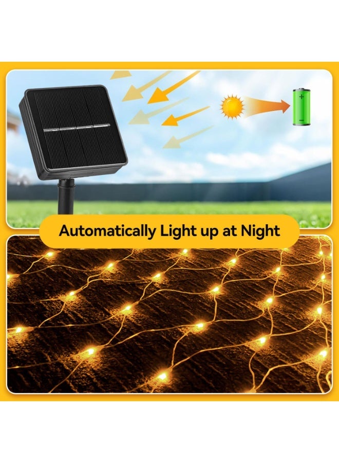 Arabest Solar Diwali Lights Net Light 3x2 m/192 LED Mesh Light with Remote Control IP65 Waterproof for Ramadan Party Patio Backyard Bush Fence Wall Christmas Holiday Decorations - Image 4