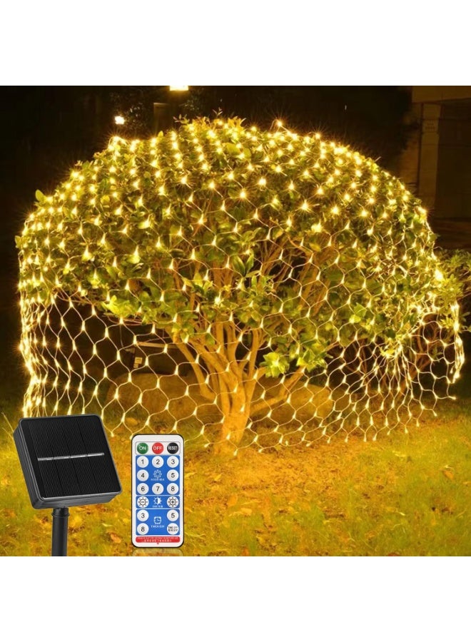 Arabest Solar Diwali Lights Net Light 3x2 m/192 LED Mesh Light with Remote Control IP65 Waterproof for Ramadan Party Patio Backyard Bush Fence Wall Christmas Holiday Decorations - Image 1