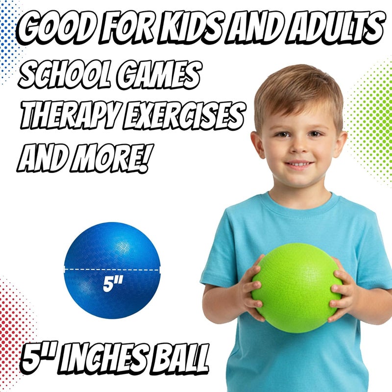 PlayBolt 5” Playground Balls for Toddlers & Kids - (6 Pack) Inflatable Rubber Bouncy Dodgeball Balls w/Pump - Small & Colorful for Four Square, Gym, Backyard, Recess, Sports, Preschool & Kindergarten Games - Image 4