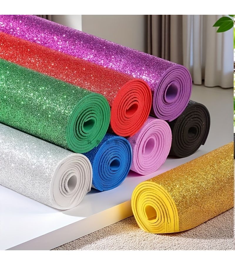 Thickened Large Sheet Pack 18.9 Inch X 18.9 Inch Colorful Glitter Sequins Iridescent Foam Sheets Craft Foam Paper Handmade Creative Supplies For Projects And Decorations - Image 4