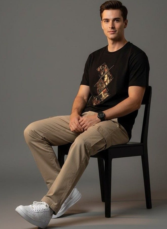 OUTLAWS Men's Typography Printed T-Shirt | 100% Cotton Round Neck Tee | Color Lock Technology | No Shrinkage - Image 2