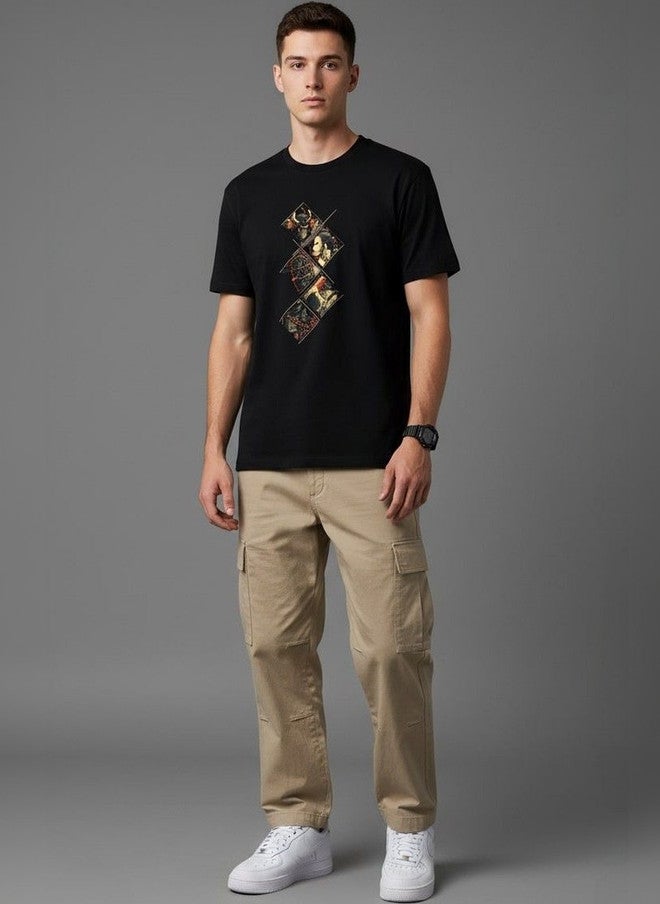 OUTLAWS Men's Typography Printed T-Shirt | 100% Cotton Round Neck Tee | Color Lock Technology | No Shrinkage - Image 4