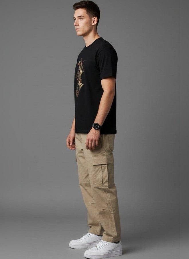 OUTLAWS Men's Typography Printed T-Shirt | 100% Cotton Round Neck Tee | Color Lock Technology | No Shrinkage - Image 3