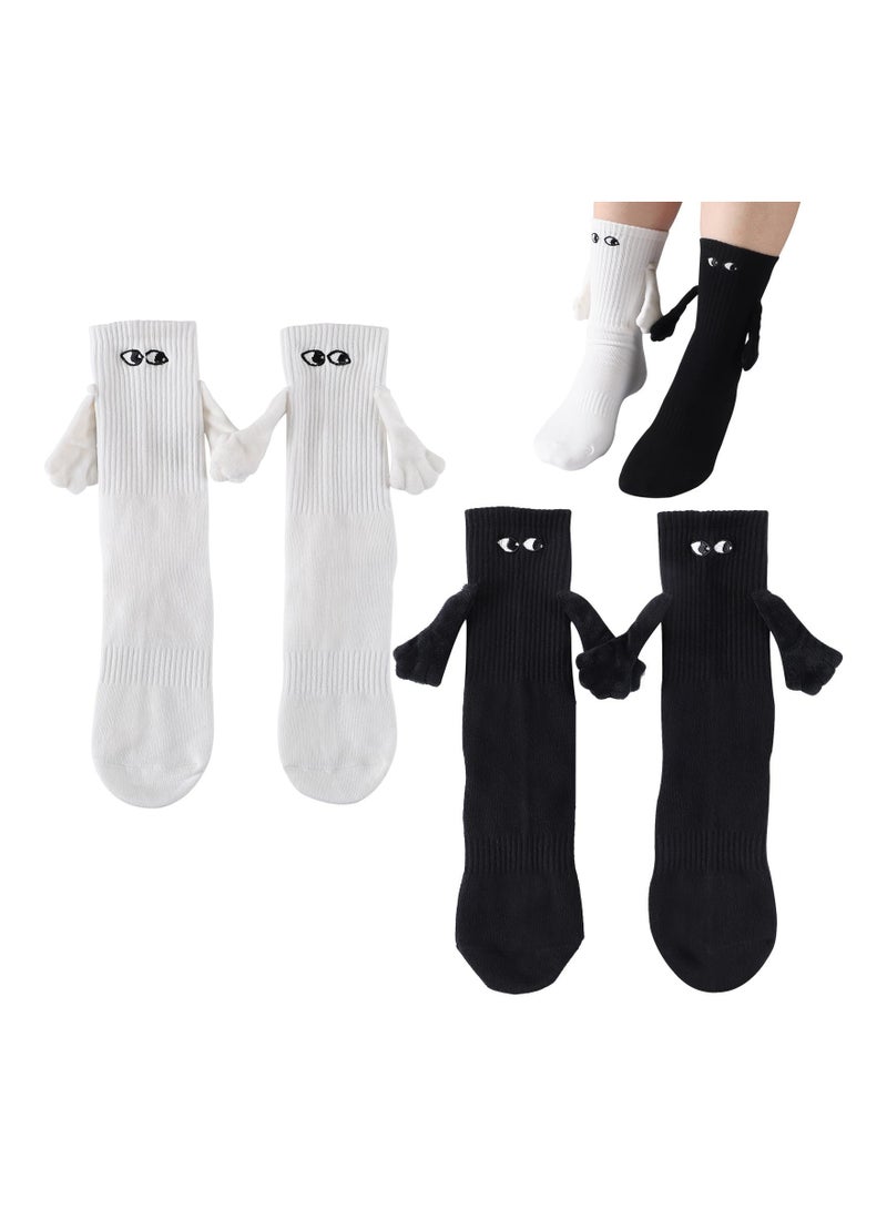 Holding Hands Socks, Magnetic Socks, Couple Hand in Hand Socks, Mid-Tube Socks, Unisex Mid Tube Funny Hand In Hand Socks, Matching Couple Socks, Funny Gift, Couple Magnetic Hand Socks (2 Pairs) - Image 1