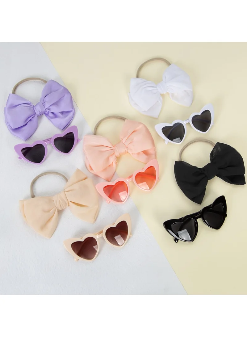 D'Daniela Athena Glasses and Bow Barrette Ponytail Set For Babies and Girls - Purple