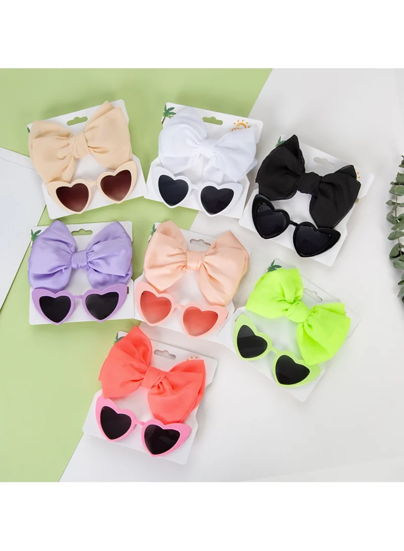 D'Daniela Athena Glasses and Bow Barrette Ponytail Set For Babies and Girls - Purple
