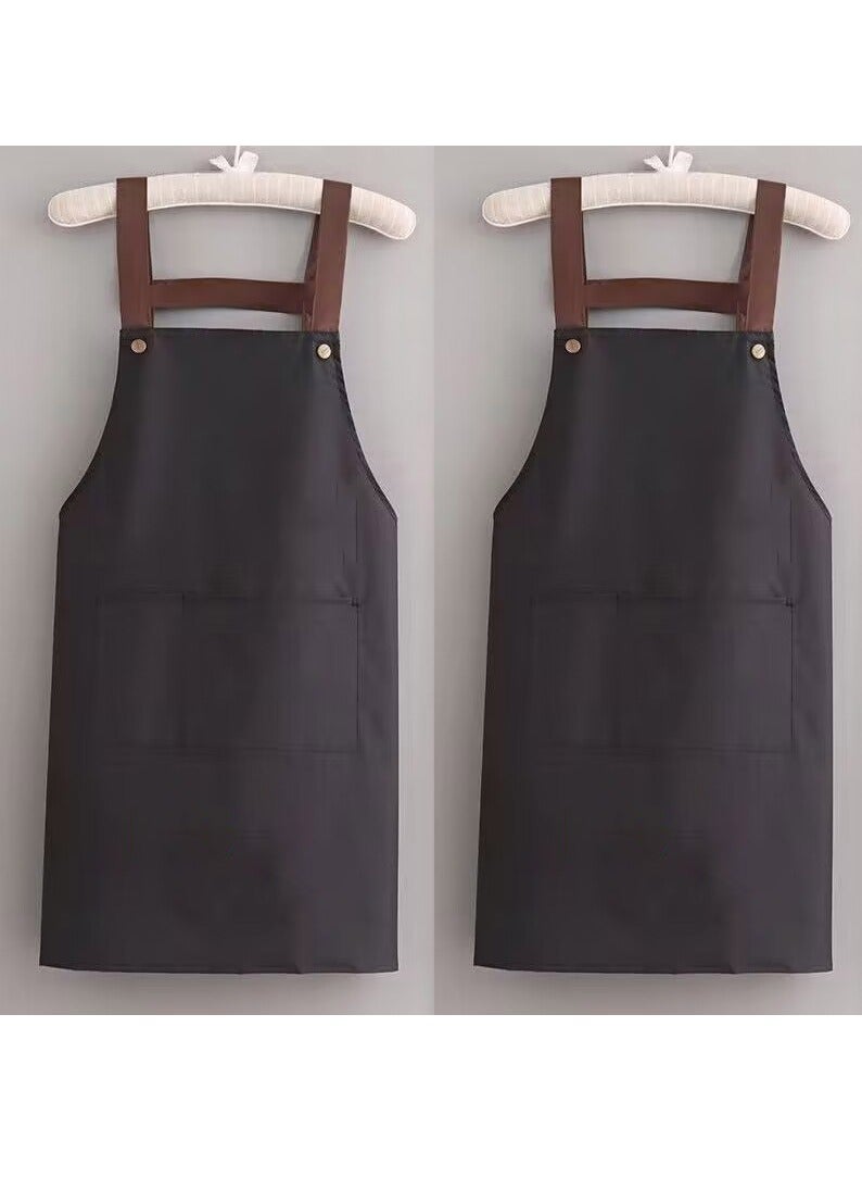 FASHION HOME 2 قطعة مريلة مطبخ مقاومة للماء مع جيب  - Image 1