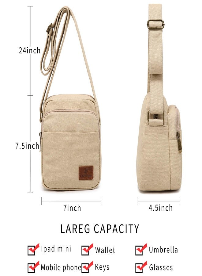 Coton Pose Small Mini Hippie Crossbody Bag Top Zip Canvas Sling Bag Jacquard cloth Hobo Handmade Bags white Size: L6.5" H7.5 W5" - Image 4