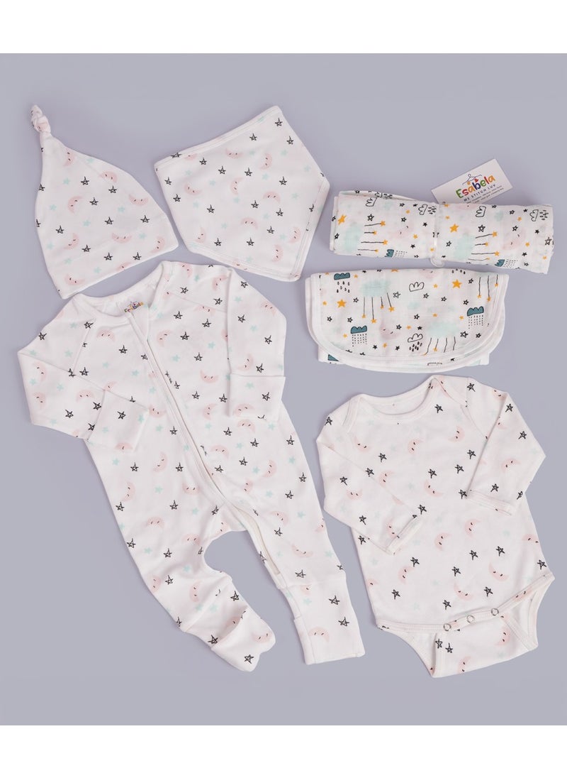 Esabela - Unisex Baby Sleepsuit & Bodysuit Set Soft Cotton Baby Bodysuit Cozy, Breathable, and Gentle on Skin, Swaddle/Sleep Suit/Body Suit/Burp Cloth/Cap/Bib for New Born Infant Size Age 0+ Months - Image 1