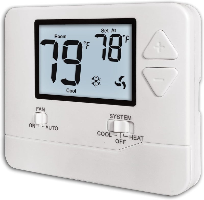 Heagstat Non-Programmable Thermostats for Home Conventional Single-Stage Systems, up to 1 Heat/ 1 Cool (with White Backlight) - Image 1
