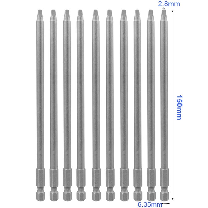 Wolfride 10pcs Square Head Bits #2 Square Drive Bit Set 1/4-Inch Shank Tip Bit #2 Long Magnetic Square Head Screwdriver Bits 5.9 Inch Length - Image 2