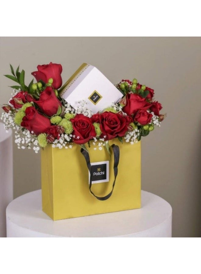 Buy Any Flowers Passionate Ruby Red Hamper Red Roses With Patchi Chocolate Box