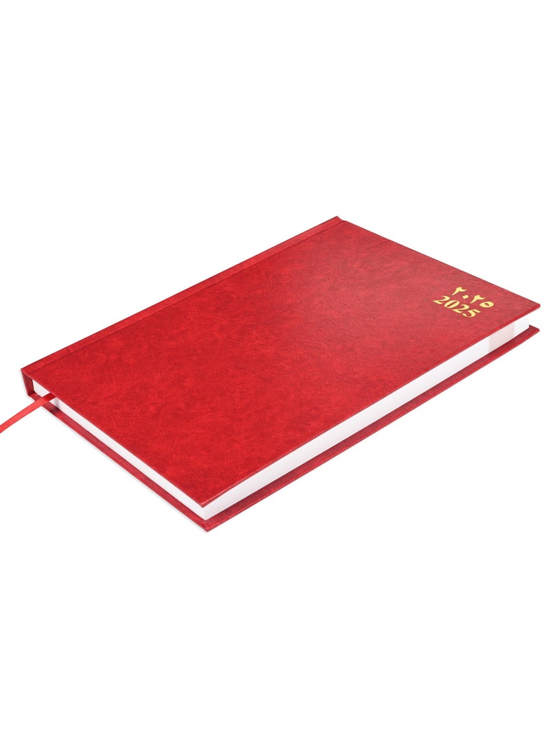FIS 2025 Agenda Diary Arabic/English Vinyl Hard Cover, Maroon - FSDI75AEV25MR - Image 1