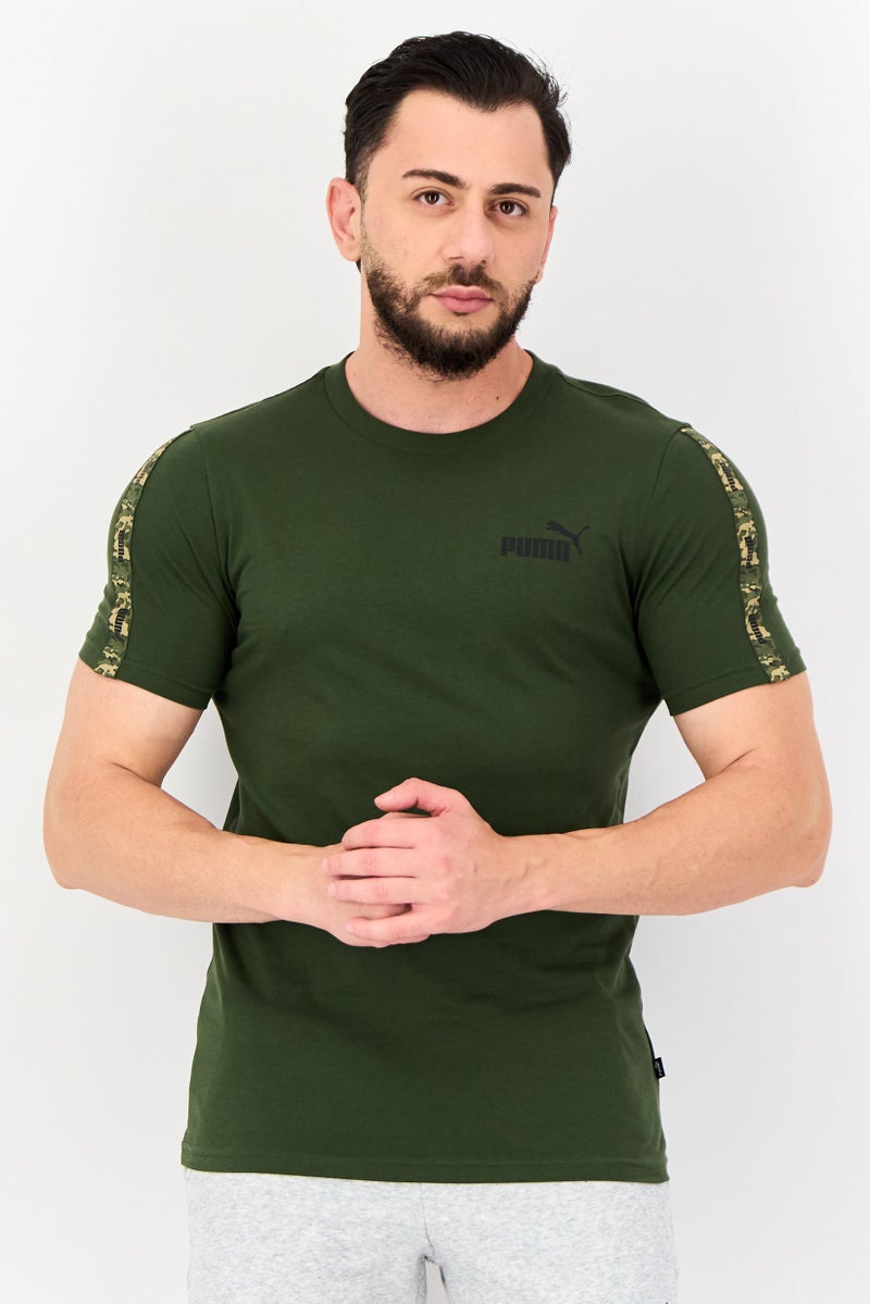 PUMA تي شيرت رياضي للرجال بأكمام قصيرة مناسب للخارج، أخضر داكن - Image 1