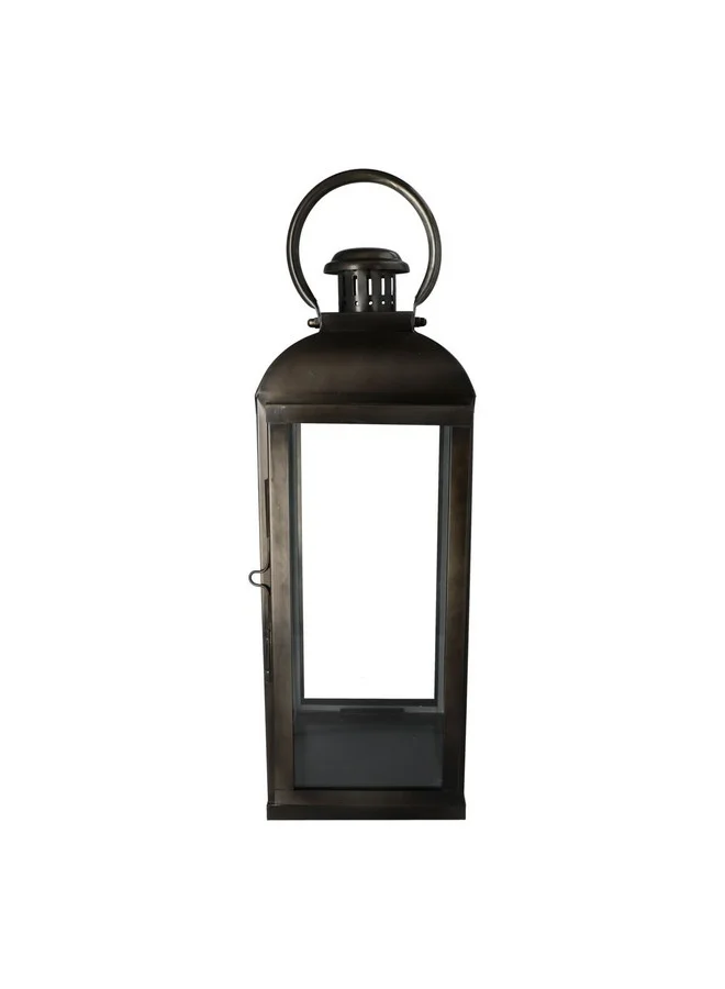 serene Elegant Modern Design Stainless Steel and Glass Lantern Brown and Clear 70.8 x 26.9 x 26.5 cm 14014 M