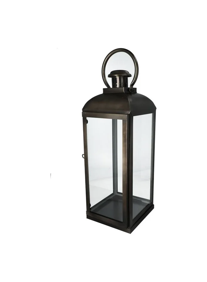 serene Elegant Modern Design Stainless Steel and Glass Lantern Brown and Clear 70.8 x 26.9 x 26.5 cm 14014 M