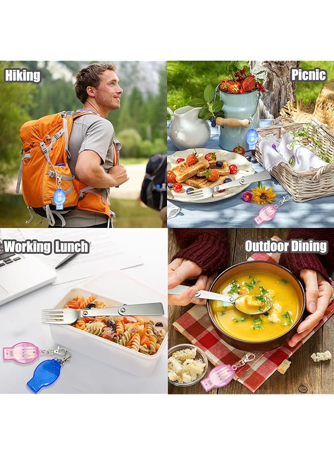 Oasisgalore Fork and Spoon Set 2Pcs Portable Silverware Set with Case Stainless Steel Folding Spoon Fork Set for Travel Camping Picnic Outdoor Activities  - Image 3