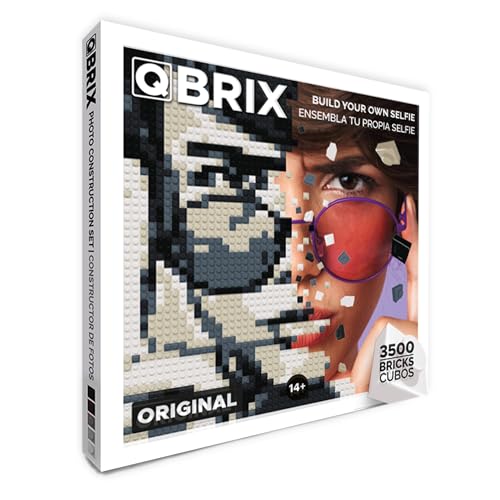 QBRIX Custom Selfie Mosaic Building Set Art Kit for Wall Art Creation from Any Photo Personalised Gift Building Blocks Portrait with Frame Pixel Art Building Kit Original 175 x 175 inch