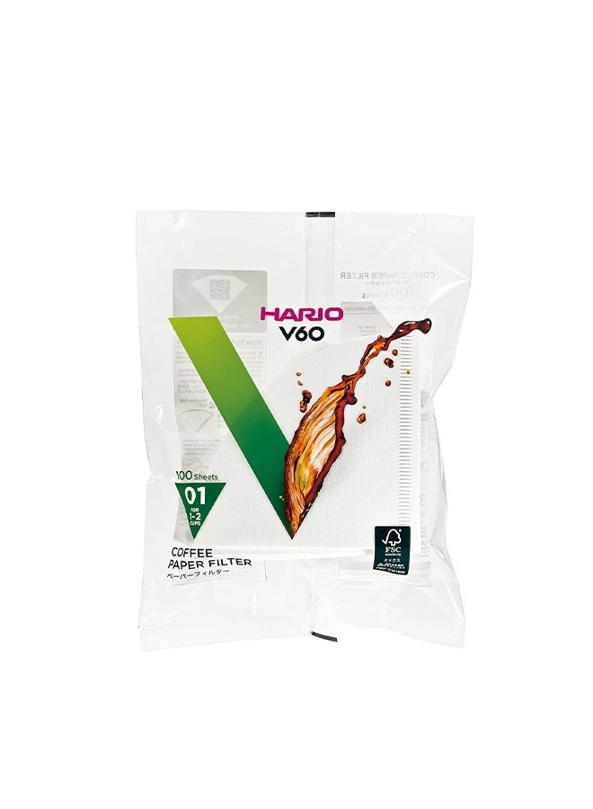Hario V60 Coffee Filter Papers Size 01 – 1–2 Cup Capacity, 100 Sheets, Compatible with Size 01 Dripper - Image 1