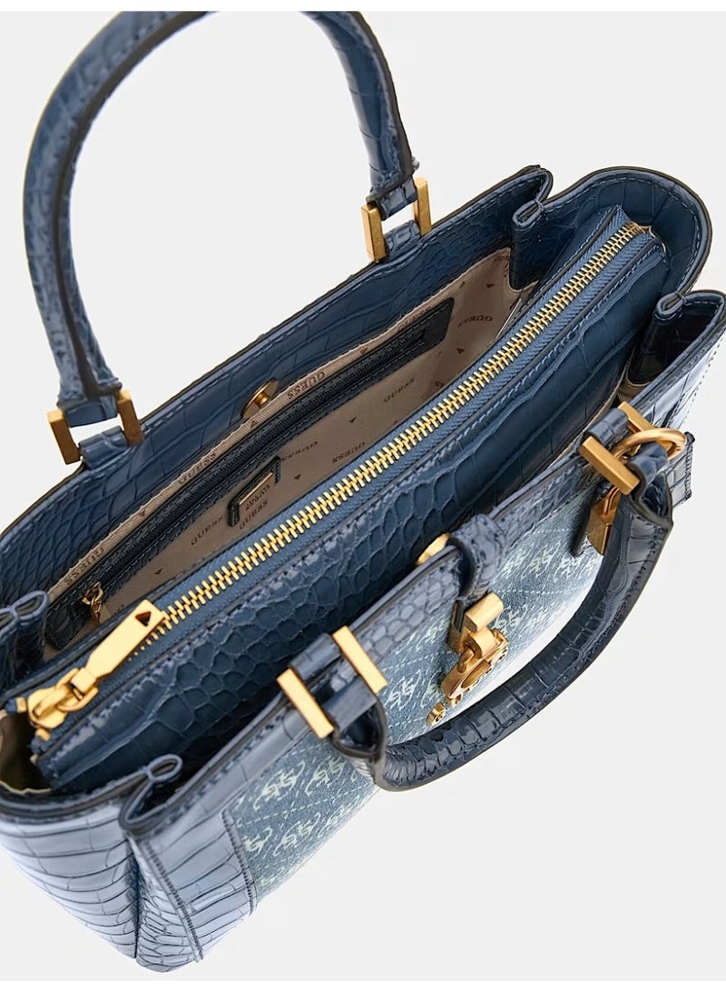 GUESS G James Quattro Girlfriend Satchel Fashion Crossbody Bag Blue - Image 3