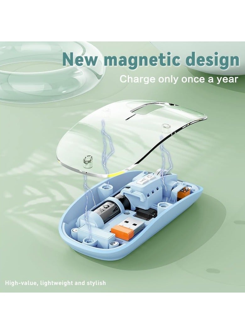 Wireless Gaming Mouse, Transparent PC Shell Design Adjustable DPI Silent Mouse, Tri-Mode 2.4G/Bluetooth 1/Bluetooth 2 Mouse, Rechargeable Mouse for PC Laptop Tablet - Image 2