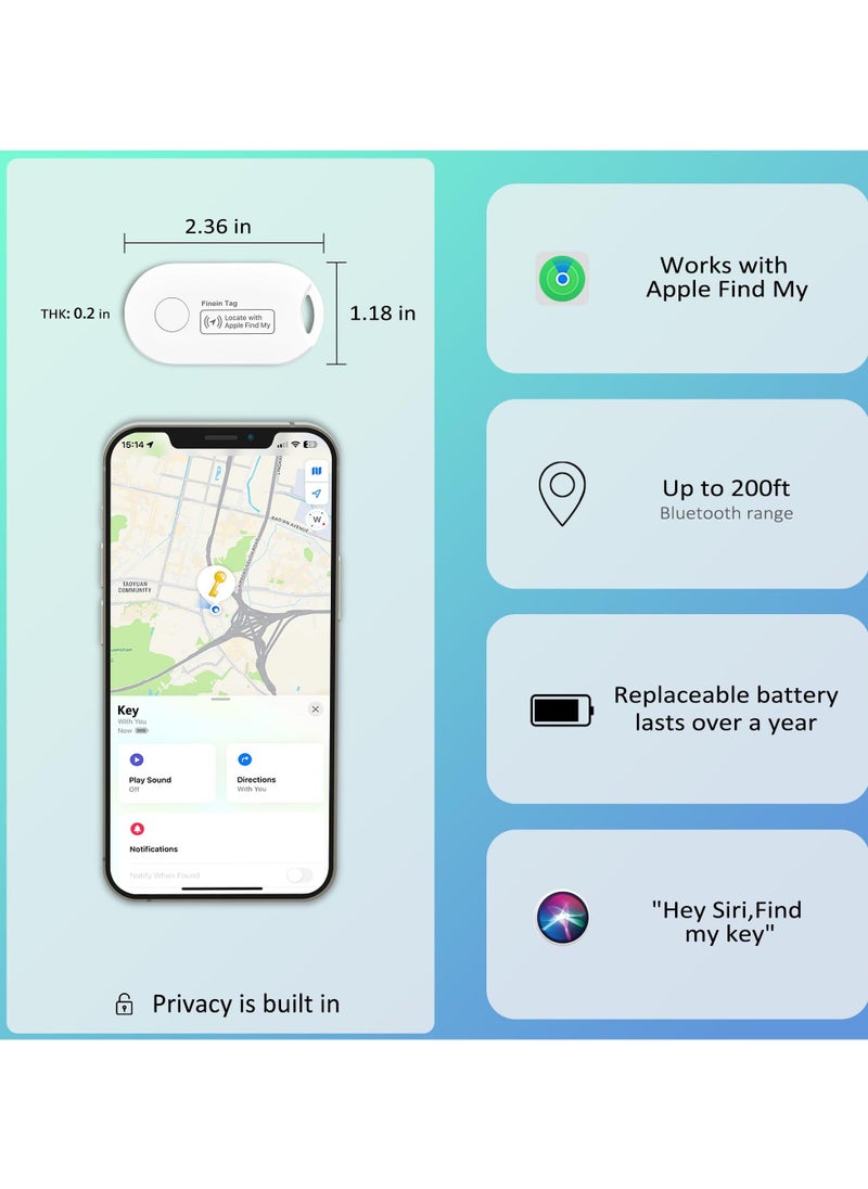 Generic - Key Finder Item Bluetooth Tracker Mini Tag Luggage Work with Apple Find My APP, 10 Months Long Working Time, Small Size, 200 ft Range, Global Positioning, iOS White 2Pack - Image 1