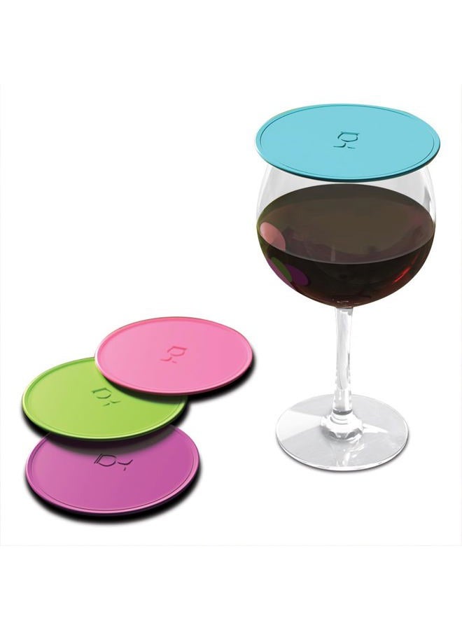 Coverware Drink Tops Tap and Seal Outdoor Drinking Glass Cover - Gently Suctions to Gl to Keep Particles Out & Reduce Splashing - Perfect for Wine Gl, Coffee & Tea Mugs, Beverage Gl & More - 4pk - Image 1