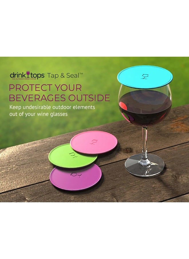 Coverware Drink Tops Tap and Seal Outdoor Drinking Glass Cover - Gently Suctions to Gl to Keep Particles Out & Reduce Splashing - Perfect for Wine Gl, Coffee & Tea Mugs, Beverage Gl & More - 4pk - Image 3