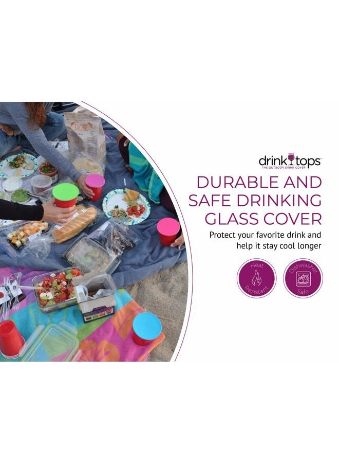 Coverware Drink Tops Tap and Seal Outdoor Drinking Glass Cover - Gently Suctions to Gl to Keep Particles Out & Reduce Splashing - Perfect for Wine Gl, Coffee & Tea Mugs, Beverage Gl & More - 4pk - Image 4