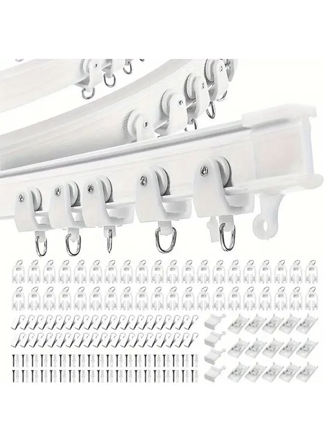 196 85 Inch Flexible Bendable Ceiling Mounted Curtain Track Set Room Divider RV Curtain Rail System - Image 1