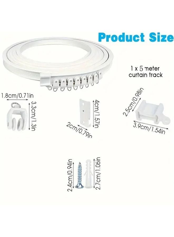 196 85 Inch Flexible Bendable Ceiling Mounted Curtain Track Set Room Divider RV Curtain Rail System - Image 3