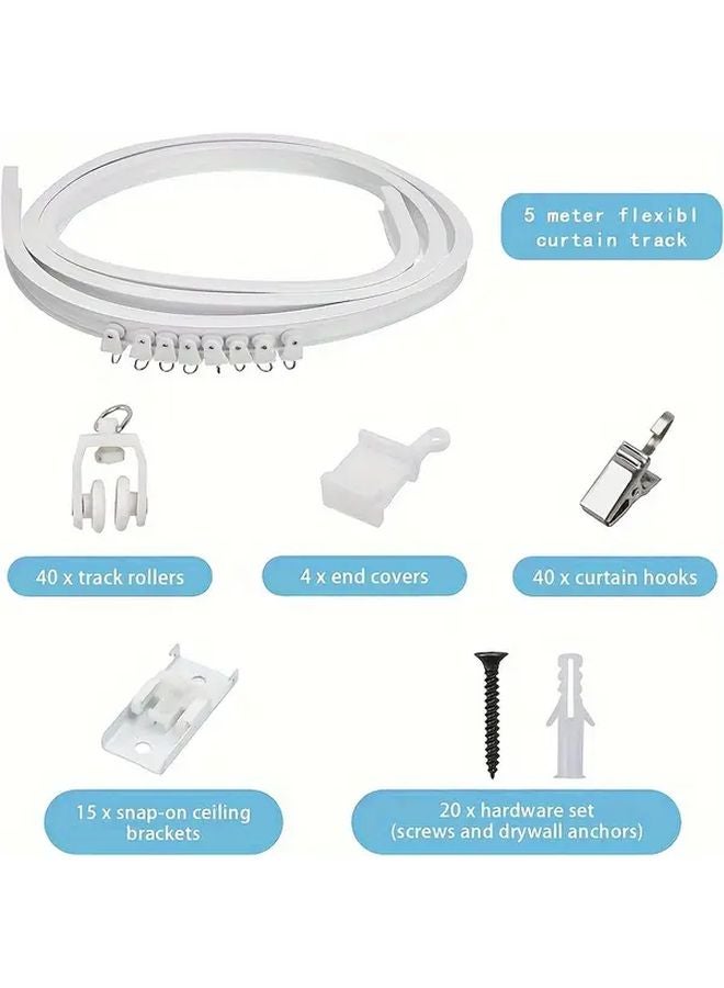 196 85 Inch Flexible Bendable Ceiling Mounted Curtain Track Set Room Divider RV Curtain Rail System - Image 2