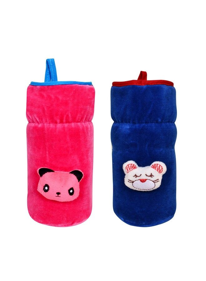 The Little Lookers Bottle Cover For Philips Avent;Wide Neck Feeders Soft Plush Stretchable Baby Feeding Bottle Cover With Easy To Hold Strap (Royal Blue & Pink Wide Neck 240 330Ml;8 11Oz)