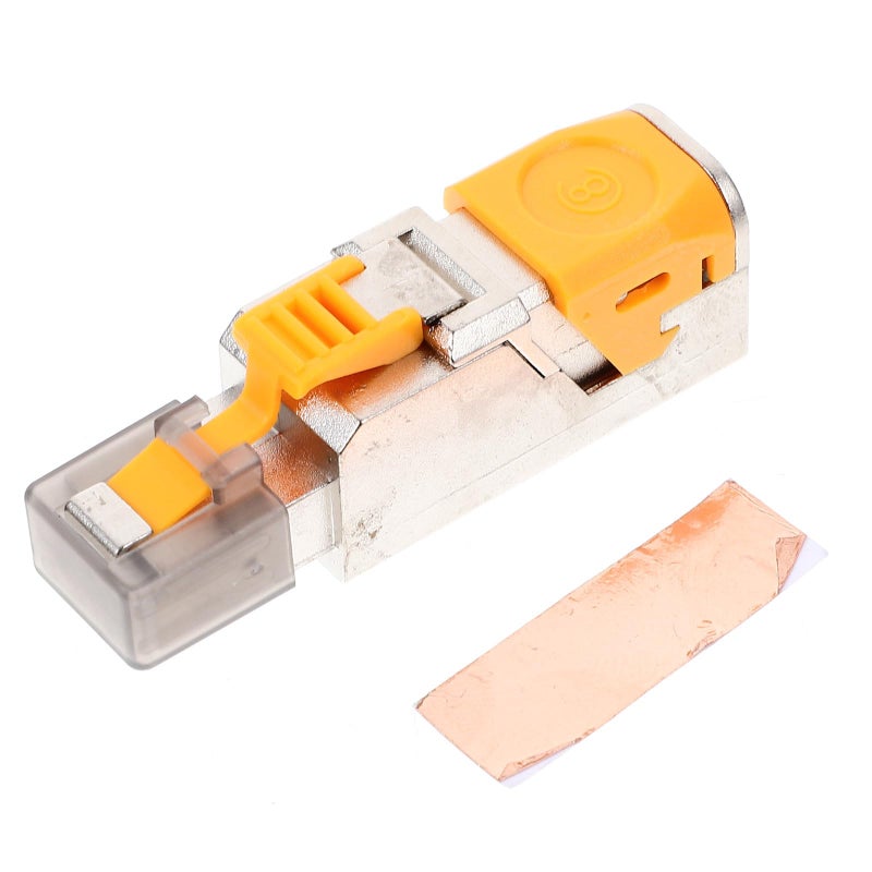 Gold Plated Cat8 Shielded RJ45 Connector Pass Through Plug Tool Free for Ethernet Cable - Image 2
