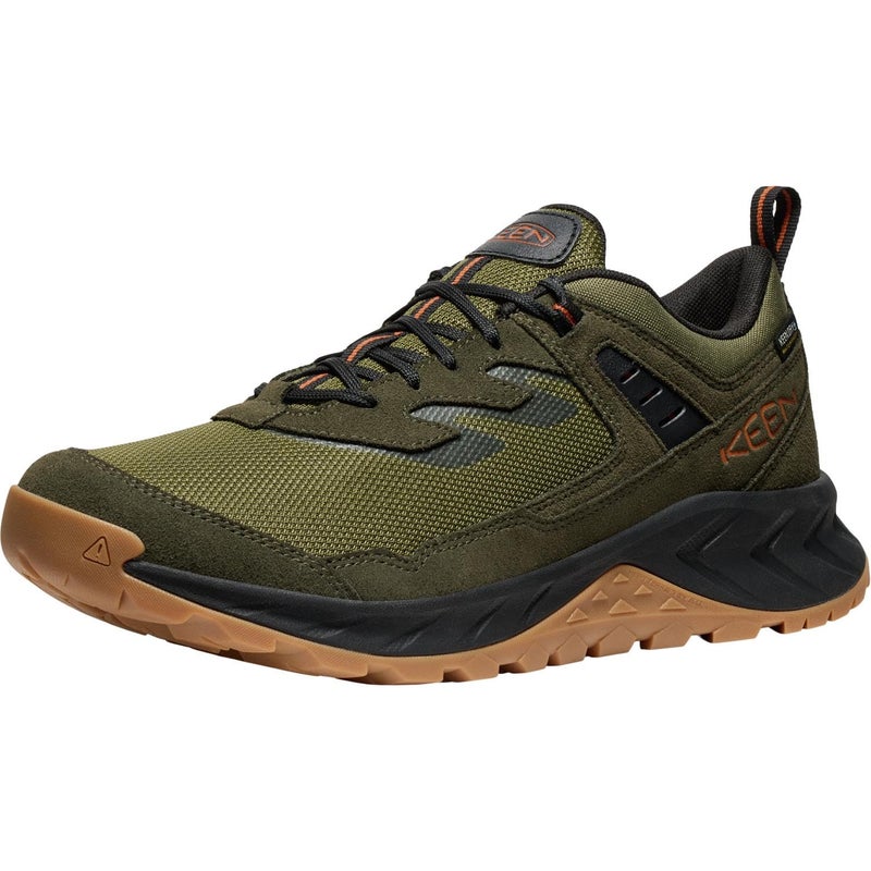 KEEN Men's Hightrail Low Height Durable Lightweight Breathable Leather Waterproof Hiking Shoes, Winter Moss/Gold Flame, 13 - Image 1