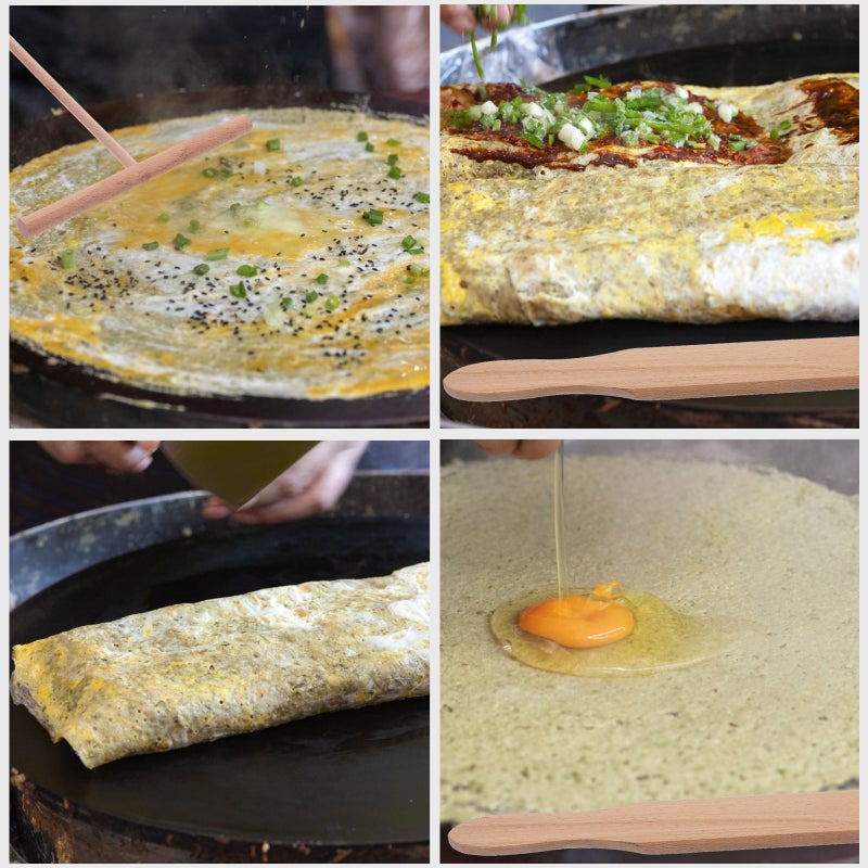 🍳 عدة فطائر كريب مع ملعقة خشبية لأغراض الطبخ والخ بز - Image 4