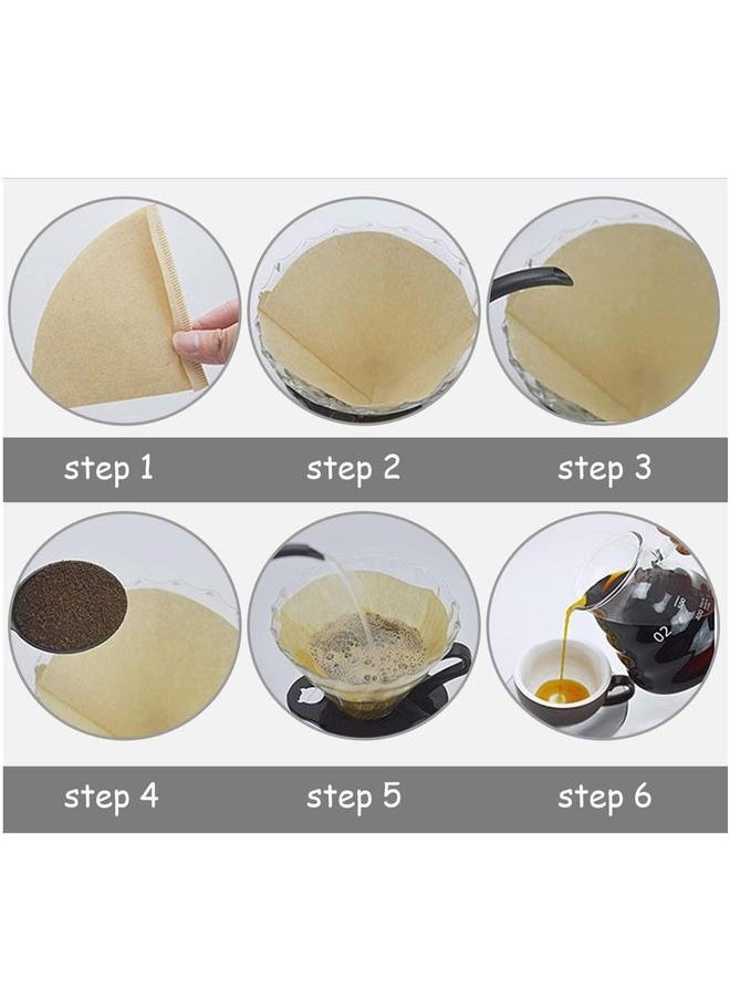 Coffee Filter 100 Count, V60 Paper Unbleached Disposable for Pour Over and Drip Maker (2-4 Cups)