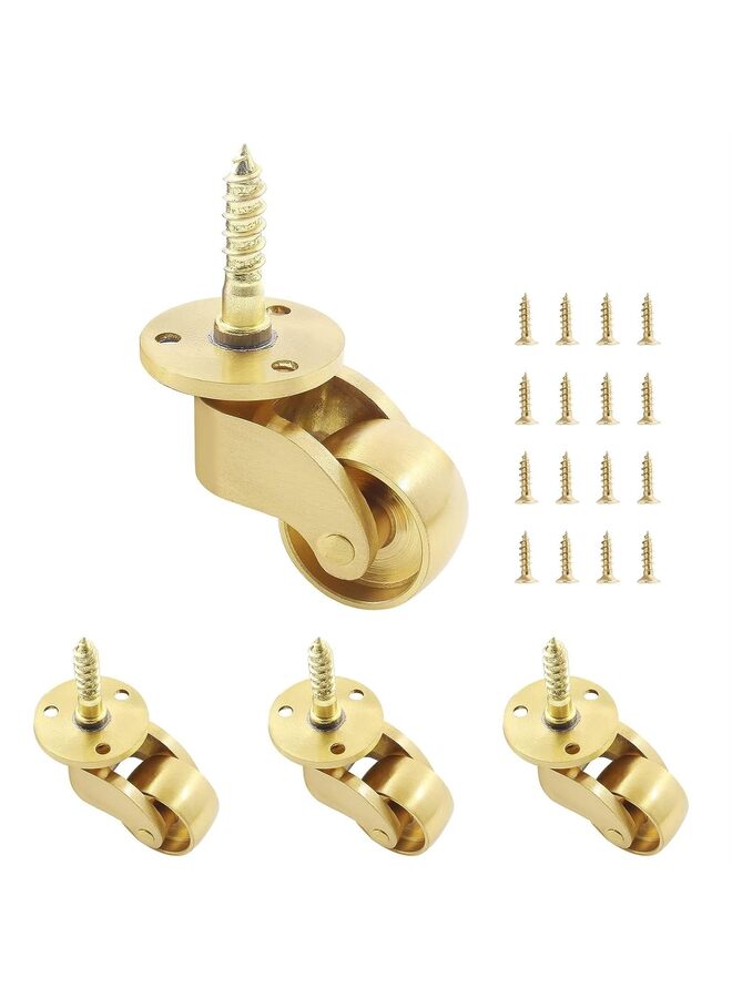 LAMAY 4 Pcs Universal Stem Casters Brass Castor Heavy Duty 360 Degree Rotation Swivel Wheels Hardware Movable for Furniture Trunk Box Sofa Trolley Chairs Cabinet Bed - Image 4