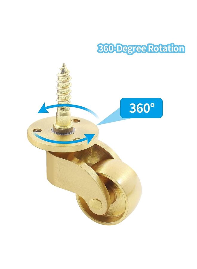 LAMAY 4 Pcs Universal Stem Casters Brass Castor Heavy Duty 360 Degree Rotation Swivel Wheels Hardware Movable for Furniture Trunk Box Sofa Trolley Chairs Cabinet Bed - Image 2