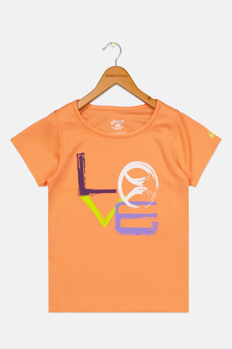 asics Kids Girl Sportswear Fit Training Top, Orange - Image 1