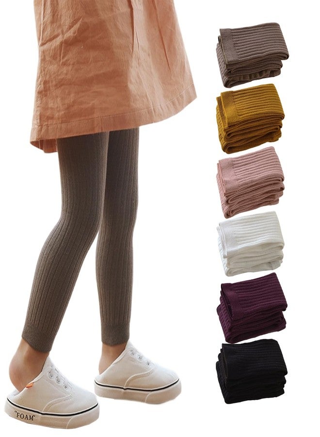 Looching 6 Pack Toddler Baby Cable Knit Ankle Leggings Pants Footless Winter Tight Stockings for Girls - Image 1