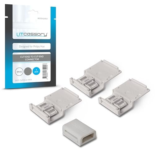 Litcessory Cut-End to Cut-End Connector for Philips Hue/Solo Lightstrip (4 Pack, White - Micro 6-PIN V4 / Solo Lightstrip) - Image 1