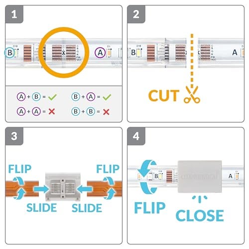 Litcessory Cut-End to Cut-End Connector for Philips Hue/Solo Lightstrip (4 Pack, White - Micro 6-PIN V4 / Solo Lightstrip) - Image 3