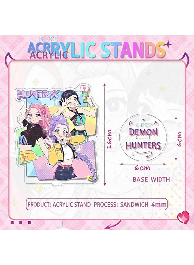 KPop Demon Hunters Full Squad Casual Edition Acrylic Monument 16 cm Complete Group Standee, Relaxed Bench Scene with All Characters, Glossy Anime Display for Desk, Shelf & Collector Gifts - Image 2