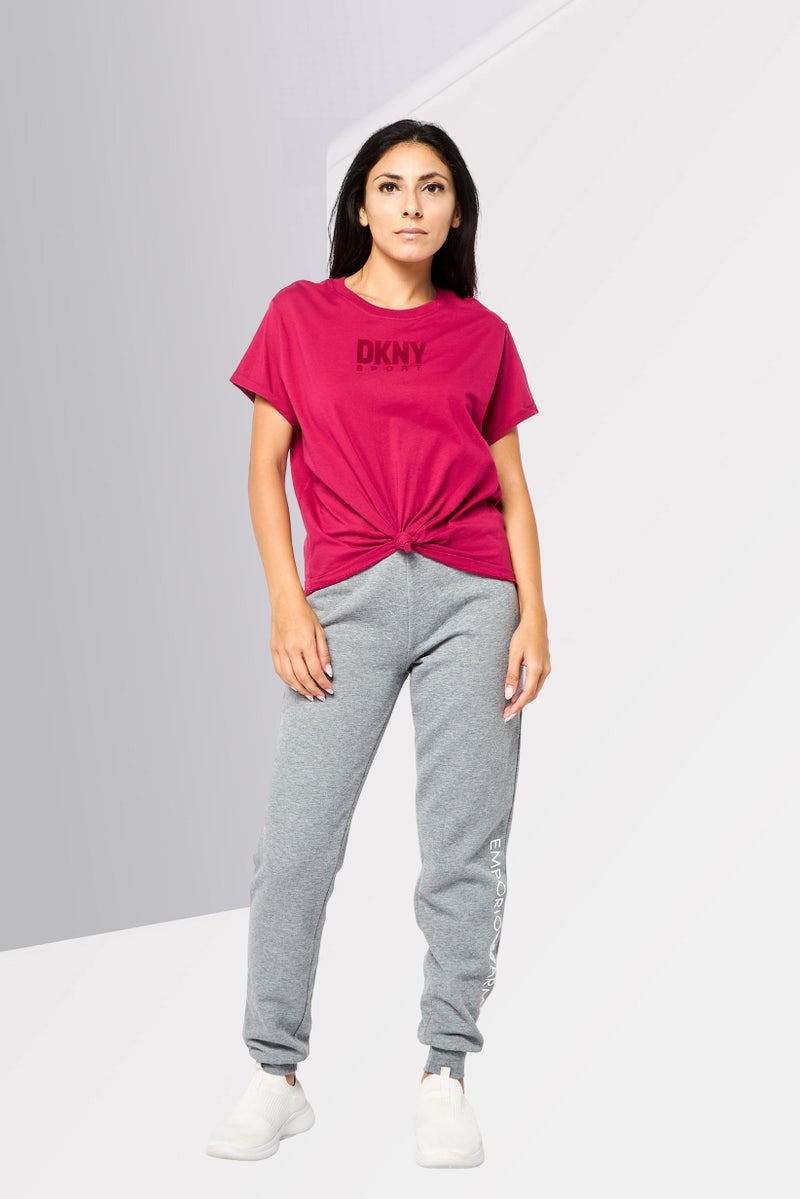 DKNY Women Sportswear Fit Short Sleeves Outdoor T-Shirt, Dark Fuchsia - Image 2
