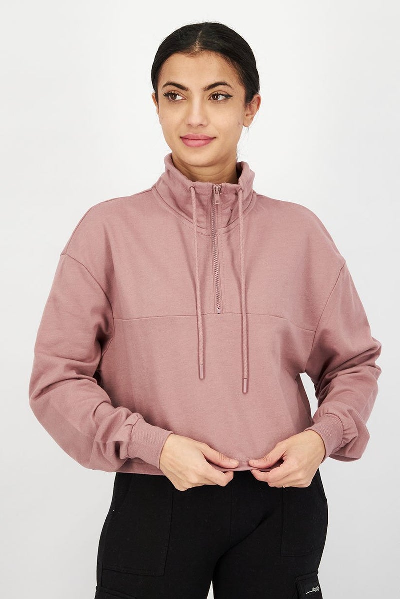 XOXO بلوزة رياضية نسائية بأكمام طويلة، موف - Image 1